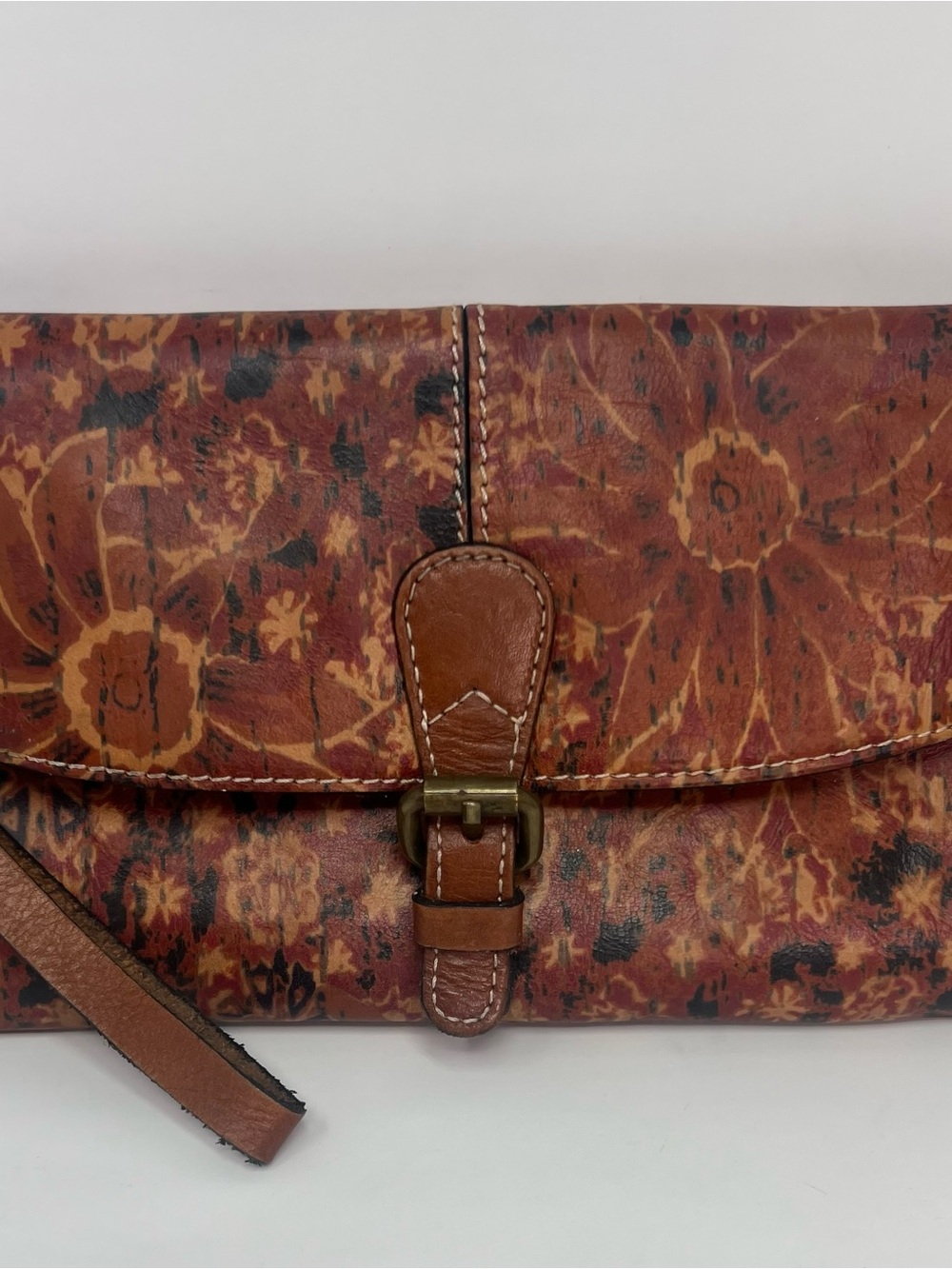 Patricia Nash Italian Leather Floral Blooming Romance Clutch Bag Warm Fall Color